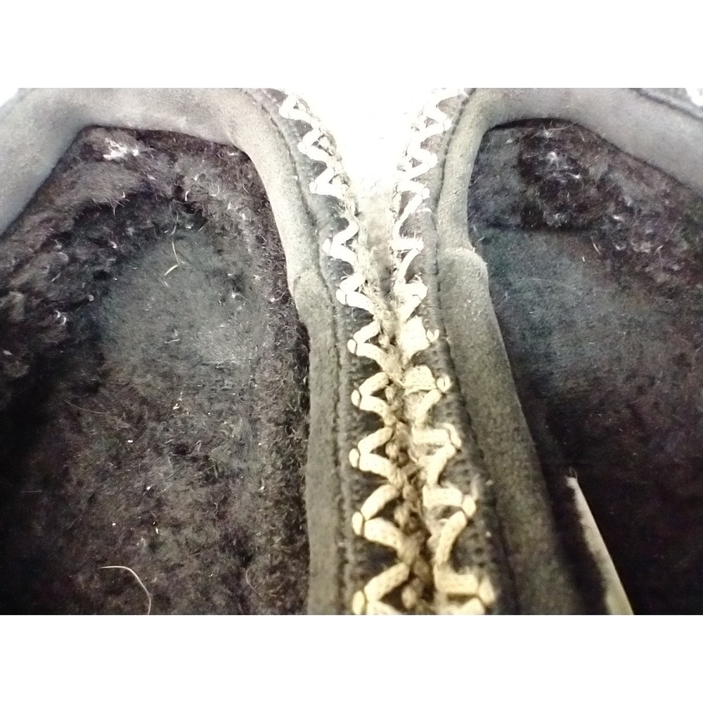 UGG Tasman Slipper Women Size 10 Black Suede Shearling Lined Embroidered Braid - Picture 8 of 12